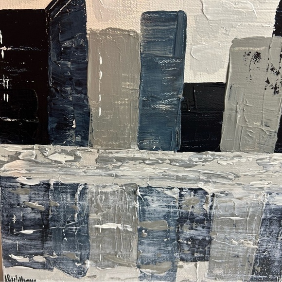 NWT Original Artwork Acrylic on Canvas 10 x 20” City On the lake - Picture 7 of 16